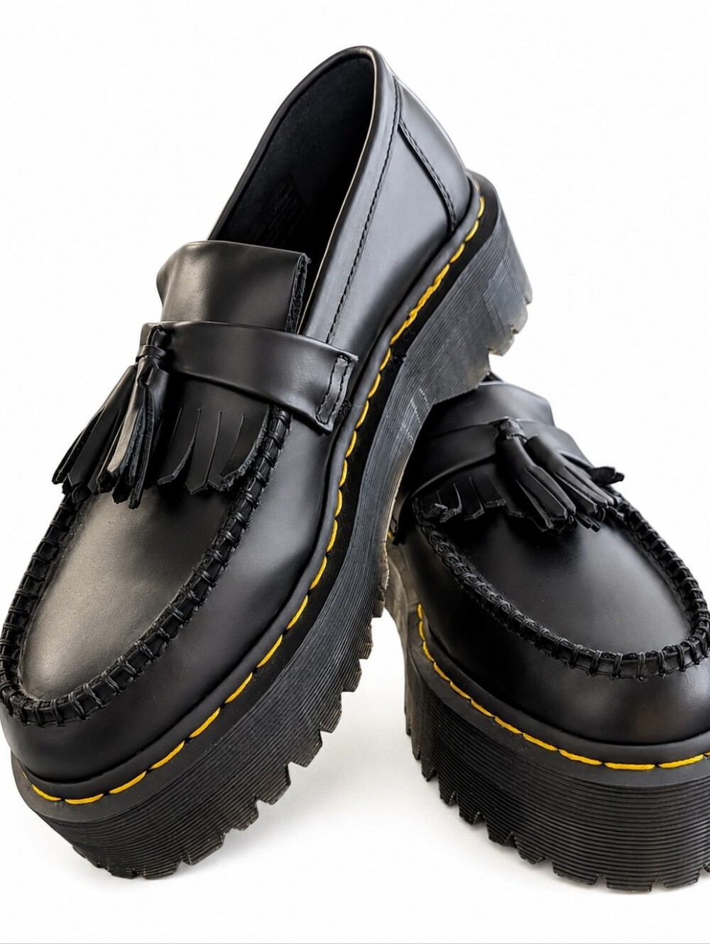 Dr. Martens Adrian Quad platform loafers in smooth black leather women's size 8